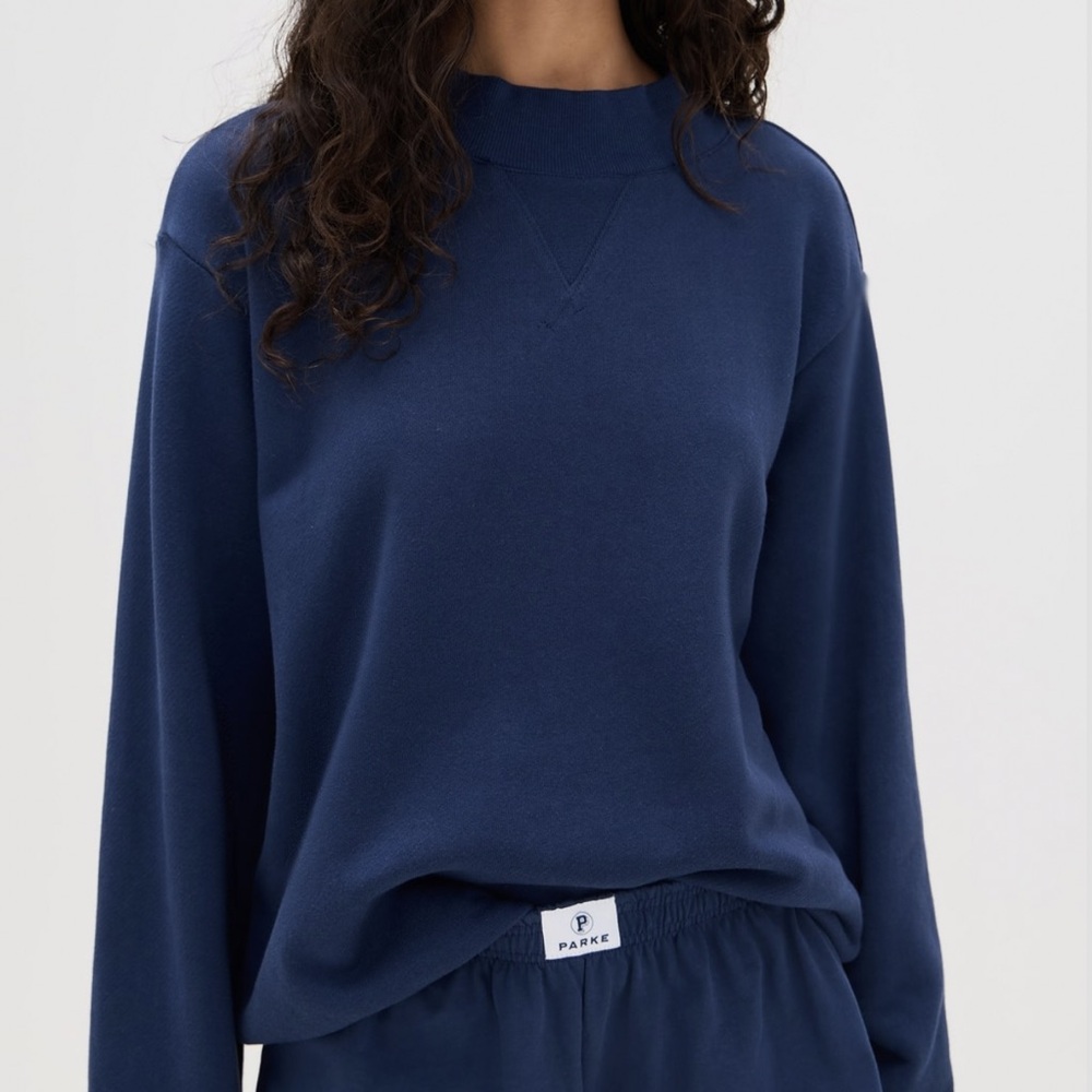 PARKE Heritage Classic Mock Neck Sweatshirt navy blue NWT size L/XL - Picture 6 of 8